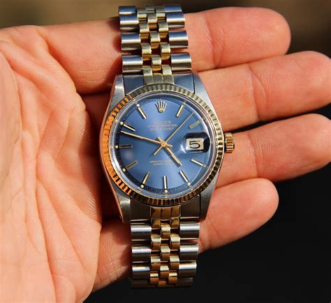 rolex navy blue dial|Rolex watch with blue face.